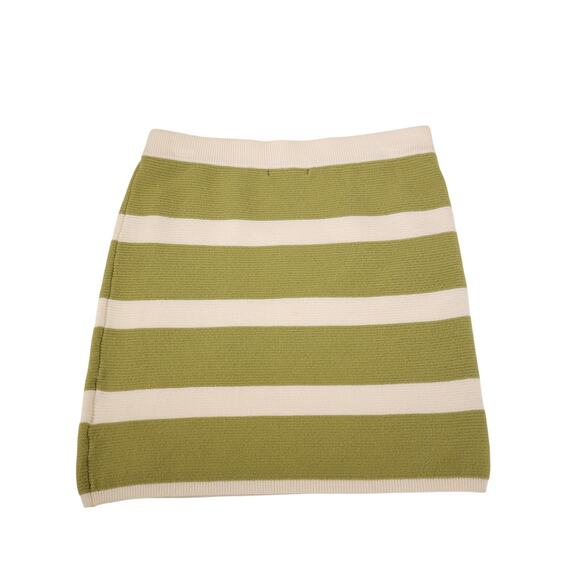 Blue Blush Knit Sweater Faux Wrap Mini Skirt - Large - Green/Cream Striped - NWT - Picture 3 of 4
